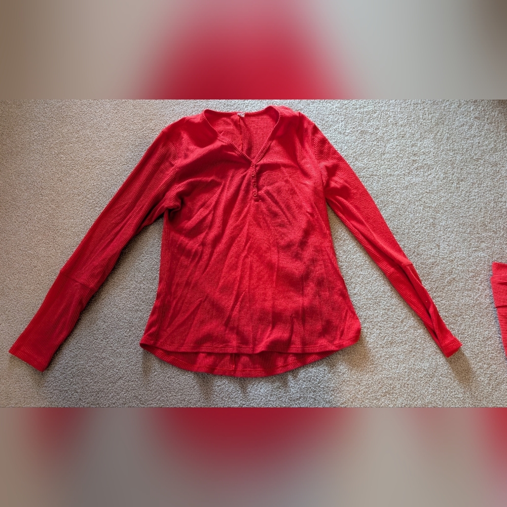 ZYIA Active Red Ribbed Don't Wake Me Thermals Set